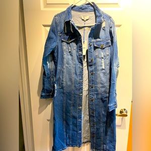 Denim distress Long Jacket